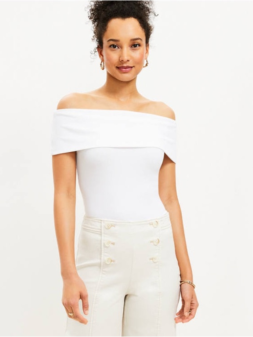 LOFT White Off-Shoulder Camisole